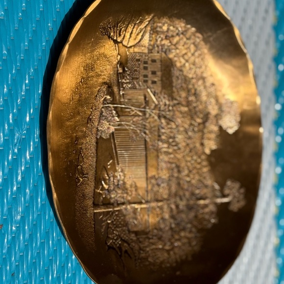 Decorative Bronze Wall Plate or Trinket Dish - Picture 2 of 3